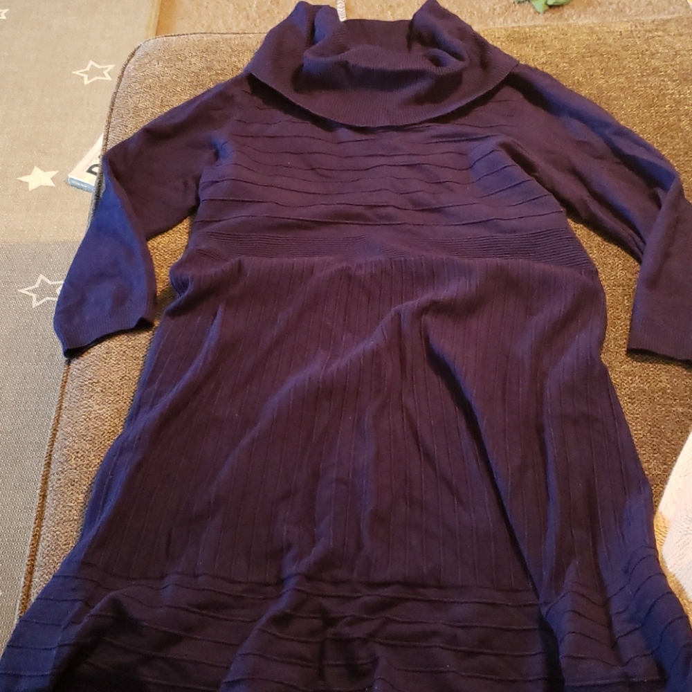 Blue cow neck dress - Picture 1 of 3